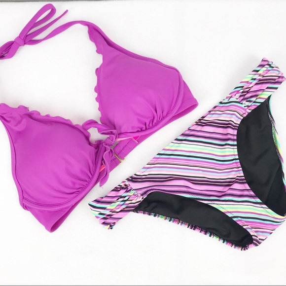 Victoria's Secret Other - Victoria’s Secret | Solid/Stripe Magenta Bikini M